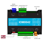 Module IO intelligent Milesgo IOM0042 avec 4 entrées analogiques et 2 sorties analogiques, prend en charge Modbus TCP RTU, acquisition et contrôle de données à distance pour les applications IoT