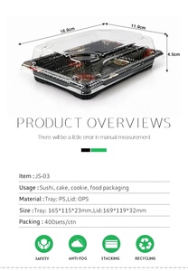 <span class=keywords><strong>Plateau</strong></span> à sushi rectangulaire à emporter avec couvercle <span class=keywords><strong>Plateau</strong></span> d'emballage industriel pour nouilles alimentaires fruits <span class=keywords><strong>de</strong></span> <span class=keywords><strong>mer</strong></span> fruits <span class=keywords><strong>de</strong></span> <span class=keywords><strong>mer</strong></span> - Product Image 6