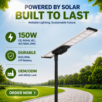 Lampadaire Solaire Intégré 150W IK10 IP66 avec Batterie LiFePO4, Conception Brevetée, Sans Raccordement au Réseau, pour Entrepreneurs et Projets Publics