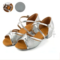 Chaussures de danse latine pour filles, en PU pailleté, à bout ouvert, avec bride croisée à la cheville et boucle en strass, chaussures souples d'intérieur – Grande Vente