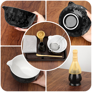 7-Piece Premium Ceramic Bowl <b>Set</b> Butterfly Design Japanese Matcha <b>Tea</b> <b>Set</b> PP Whisk Kit Traditional Black Bowl for <b>Tea</b> Ceremony - Product Image 5