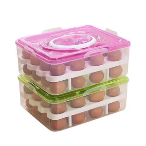 Clear Egg Holder Storage Container Plastic Refrigerator Egg Trays 32 Deviled Egg Tray Carrier with Lid and Handles