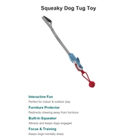 Jouet de traction pour chien en toile Squeaky Shark avec balle en sisal, résistant à l'usure, interactif, pour chiens de petite et moyenne taille
