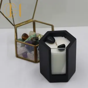 C&H Ceramic Candle Holders Lanterns Candle Jars Luxury Black Candle Jar With Window Ceramic Jar For Home Decor