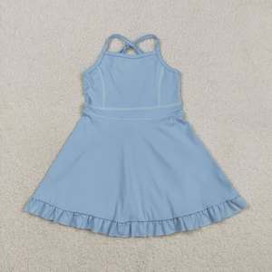 Vestido de Verano Transpirable para Niñas GSD3632, con Tirantes, Largo hasta la Rodilla, Estampado de Leopardo Negro y Rojo, para Yoga - Product Image 2