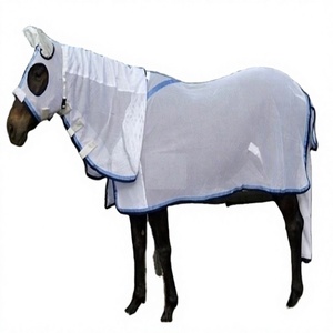 Couverture de cheval combinée en maille respirante blanc-bleu-noir de qualité supérieure, anti-transpiration, avec col détachable, Kanpur, Inde - Product Image 1