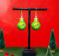 Boucles d'oreilles pendantes Grinch en forme de boule verte, bijoux de Noël tendance pour femme