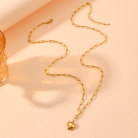 Collier ras du cou tendance pour femme en acier inoxydable plaqué or 18 carats avec pendentif cœur pêche, style japonais et coréen simple