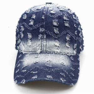 Casquettes <span class=keywords><strong>de</strong></span> baseball en jean déchiré pour homme, style délavé, avec trous et bords effilochés, pour le golf et le tennis (modèle Dad Hat) - Product Image 2