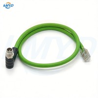 Connecteur RJ45 M12 8 broches X-Coded à 90 degrés, mâle, en laiton plaqué or, IP67, 4A 250V, câble Ethernet surmoulé pour réseau industriel