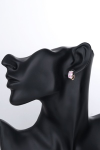 Boucles d'oreilles créoles plaquées or pour femme, avec zircon rose taille émeraude et cristaux brillants, idéales pour mariage, fête ou banquet - Product Image 6