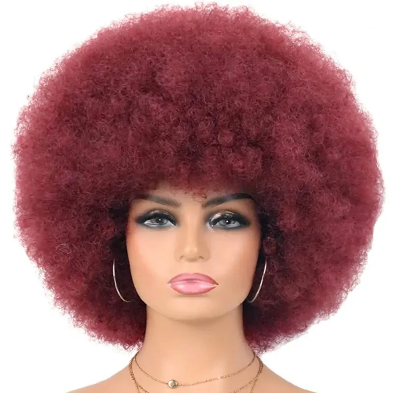 explosive head corn curly black green yellow woman female cosplay red Afro fluffy caterpillar worn blackman wig