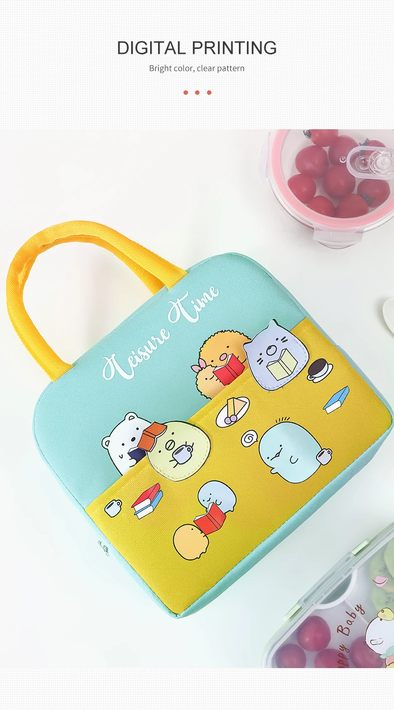 Wholesale Small Multi-Function insulated cooler bag with zipper food storage picnic hot cold thermal  Keep cold cute lunch bag