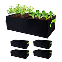 Sacs de culture en feutre non tissé en polyester épaissi avec poignées 60x30x20cm, double compartiment, respirant, pour potager surélevé