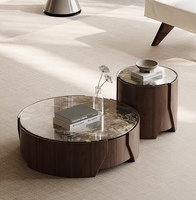 Ensemble de tables basses en marbre de design minimaliste italien, cadre en bois, table gigogne haut de gamme pour les petits salons modernes, meubles