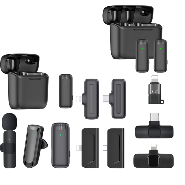 XTUGA J20 Professional Wireless Mini Lavalier Microphone-Portable Noise Cancelling Omni-directional for Audio/Video Recording