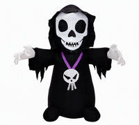 Squelette gonflable de 1,2 m pour Halloween avec lumière LED, idéal pour les fêtes d'attractions hantées et les petites décorations.