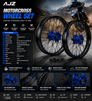 Jantes de moto tout-terrain en aluminium CNC anodisé durable de 21, 18 et 19 pouces pour Yamaha YZ250F YZ450F 2014-2024