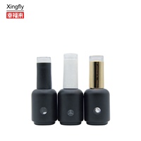 Logo personnalisé couleur 15ml rond noir opaque verre vernis à ongles bouteille avec couvercle or argent blanc