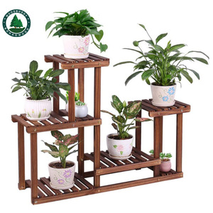 Support à plantes multi-niveaux Woodbuddy, étagère en bois à 3 niveaux pour intérieur, extérieur, balcon, jardin, rangement - Product Image 1