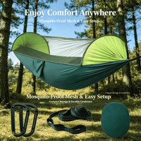Hamac de camping en nylon de haute qualité avec moustiquaire, léger et portable, capacité 150-300 kg, longueur 160 cm, tente parachute
