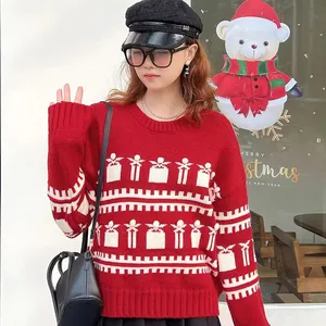 Mum And Daughter Christmas Sweater Sweatshirts Santa Claus And Elf Holiday Crewneck Winter Warmly 100% Acrylic Sweatshirt Women