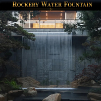 Fontaine d'eau rocheuse naturelle et éclatante avec éclairage commercial RGB/Laser, étanche IP68, personnalisable, écologique, durable, télécommande IA
