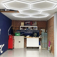 Luz de Trabajo Hexagrid, Lámpara Colgante para Garaje en Forma de Panal Hexagonal con Conectores de Alta Calidad e Iluminación LED
