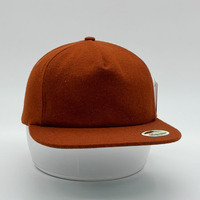Gorro de Golf de Lana Marrón Estilo Melton, Visera Plana, 5 Paneles, Sin Estructura, Cierre a Presión, Gorra de Béisbol Personalizable con Logotipo Bordado en Fieltro