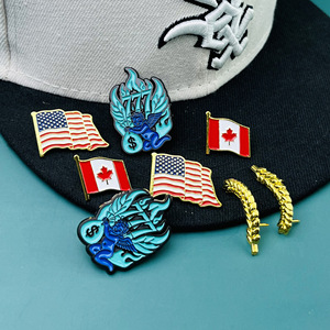 Us Canada Flag Metal Enamel Badges Irregular Shape Nickel Free Butterfly Buckle <b>Pin</b> For <b>Hats</b> Clothing Accessories - Product Image 1