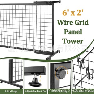 <b>Wire</b> Grid Panel Display Rack 6x2 Ft Black Carbon Steel For <b>Craft</b> Show Outdoor Use - Product Image 4