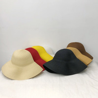 Chapeau cloche en paille à large bord style rétro Hepburn pour femme, protection solaire d'été pour la plage, en papier tressé, vente en gros