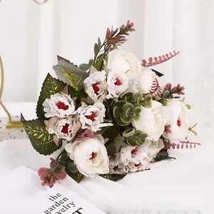 Grosir kualitas tinggi alami seperti peoni cengkeh bunga buatan tandan pernikahan simulasi tanaman bunga mawar untuk dekorasi