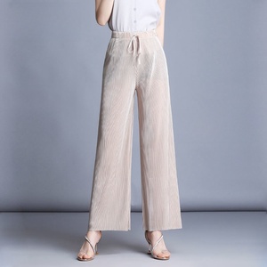 Pantaloni in Chiffon Casual da donna primavera estivi pantaloni larghi in seta di ghiaccio pantaloni a pieghe eleganti da donna - Product Image 2