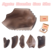 Pierre Gua Sha en Agate Grise Luma 100% Naturelle, Outil de Massage Facial en Jade Gris avec Logo Personnalisé, Peigne Gua Sha Beauté
