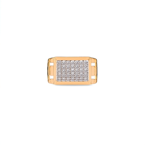 Bague de cocktail de luxe pour homme, plaquée or 24 carats, rectangulaire, pavée de zircone cubique, bijoux de mariage, de fiançailles et de soirée - Product Image 2