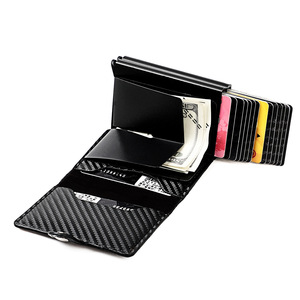 Portefeuille pour hommes d'affaires avec double porte-cartes, en fibre de carbone, fonction de blocage RFID pour protéger les cartes de crédit - Product Image 2