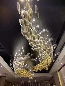 Креативная стеклянная керамическая яичная Люстра для виллы, винтовая лестница, гостиничный вестибюль, инженерный светильник овальной формы для гостиной - Product Image 6