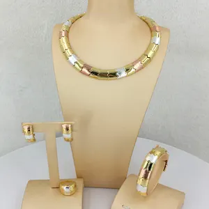 Yuminglai Dubai Jewelry Sets High Quality Jewelry Three Tones Jewelry for Women FHK12997