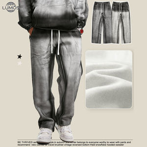 <span class=keywords><strong>Pantalones</strong></span> de chándal anchos vintage al por mayor, personalizados, de peso pesado, para <span class=keywords><strong>hombre</strong></span>, con cordón, forro polar, estilo oversize - Product Image 3