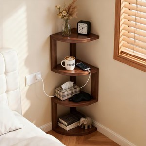 Wooden Corner Wall <b>Shelf</b> 3 Tier Standing Storage <b>Rack</b> For Bedroom Living Room Organization - Product Image 1