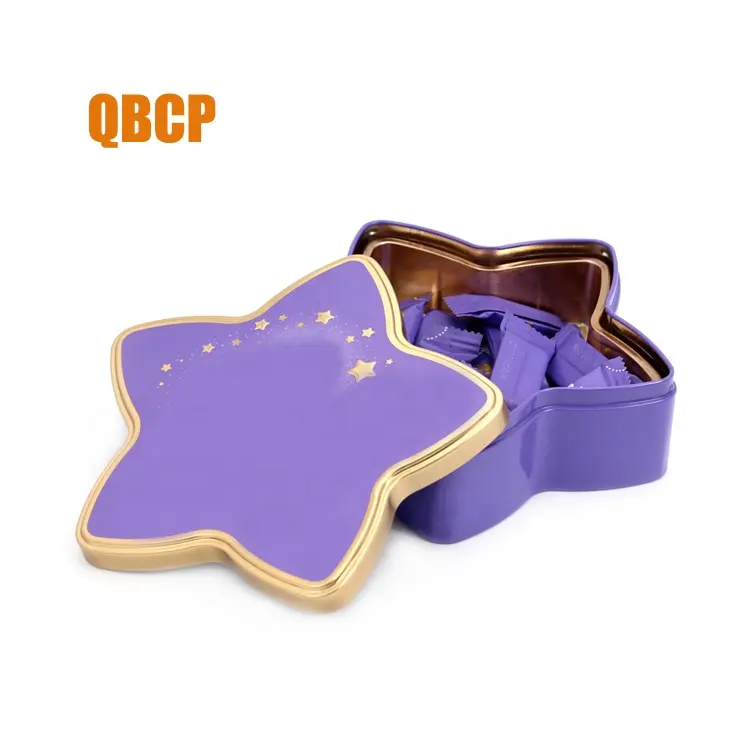 Star shaped metal candy sweet chocolate tin box package