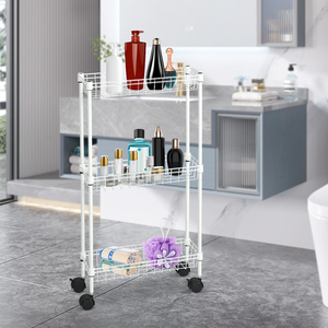 Chariot de service à 3 niveaux, étagère de cuisine, chariot utilitaire roulant, chariot de rangement fin en métal - Product Image 3