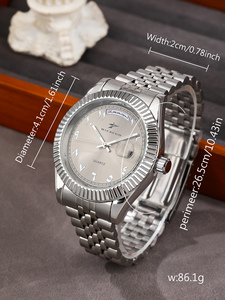 Orologio al Quarzo con Doppio Movimento e Retro in Acciaio Inossidabile, Quadrante Nero, Cassa in Lega, Lancette in Vetro, Orologio da Uomo Business Stile Antico - Vendita Calda - Product Image 2