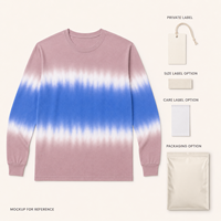 Camiseta de punto extragrande con estampado tie-dye y rayas, 100% algodón, ecológica, transpirable, de ajuste cómodo para marcas DTC de marca privada