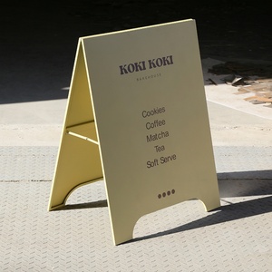 Advertising Board A-<b>frame</b> Sidewalk Sign Sandwich Board Powder Coated Steel Metal a Board Sign with Handle - Product Image 5