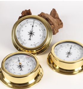 4 Pcs/set Boîtier en laiton Station météo traditionnelle Baromètre de température Hygromètre et horloge de marée 145mm Grande taille - Product Image 3