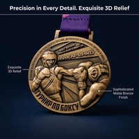 Médaille de boxe en métal 3D personnalisée en relief |   Médaille de récompense personnalisée en bronze antique, vente en gros d'usine chinoise