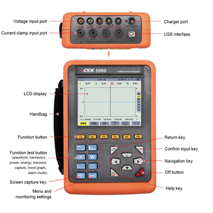 VICTOR 5000 Analyseur intelligent de qualité de l'énergie triphasée et d'harmoniques, pince ampèremétrique à mâchoires larges de 300 mm, double processeur ARM et DSP - Product Image 5