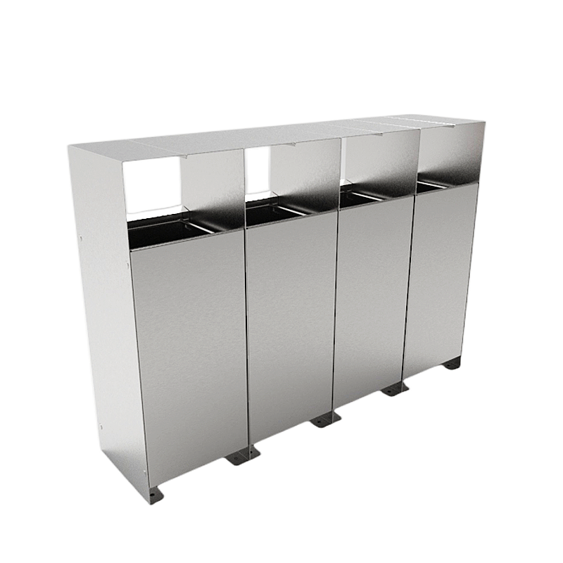 Manufacture Factory 240L Steel Wastebasket 4 Compartments Large Park Waste Bin Outdoor Trash Can
